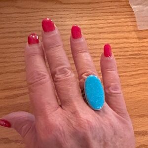 Elegant Silver and Turquoise Statement Ring